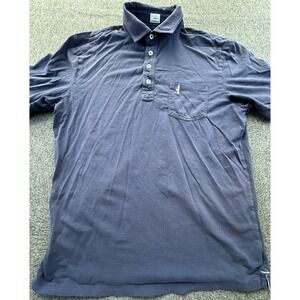 Johnnie-O Shirt Mens Medium Blue Hangin Out Polo Surf USA Logo Pullover Collared